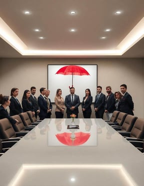 business people pose in conference room